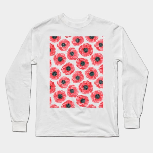 Popies watercolor Long Sleeve T-Shirt by katerinamk